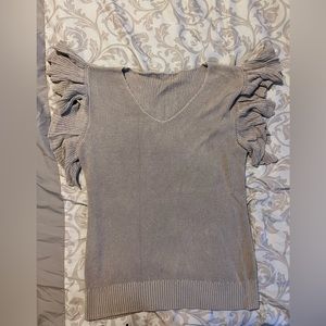 Beige crochet top, short sleeve